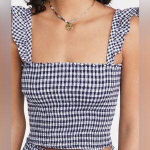 Peixoto Blue and White Checkered Top - Women’s Size S